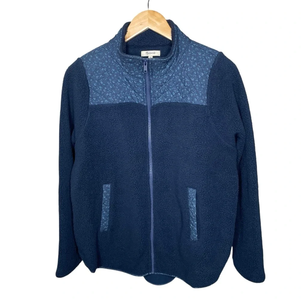 Madewell (Re)sourced Sherpa Quilted Zip-Front Jacket Deep Indigo Medium - Picture 4 of 16
